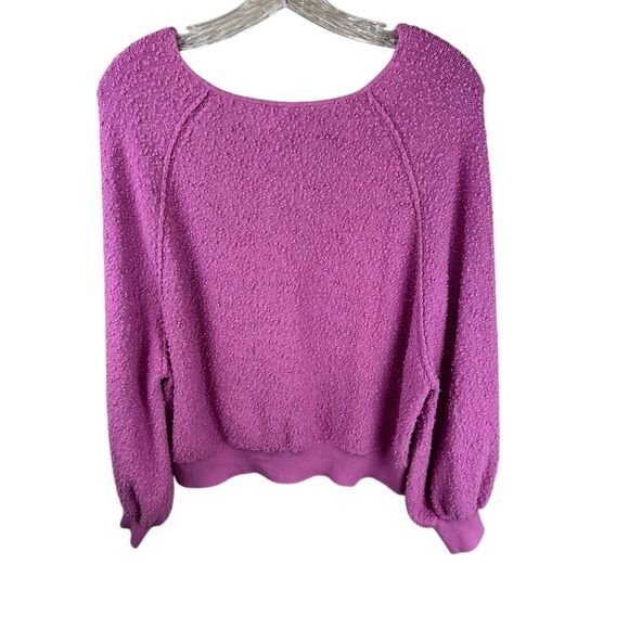 Free People Found My Friend Boucle Sweater Size Medium Slouchy Oversized Purple - Picture 2 of 5